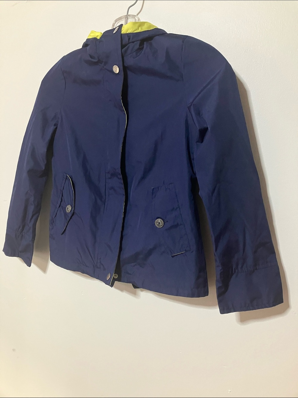 London Fog Navy Blue Hooded Rain Coat Windbreaker Jacket Lightweight Girl Sz 10
